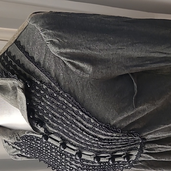 Plenty by Tracy Reese Top Blouse Grey Ruffles Button Up Soft High Collar - Picture 4 of 14